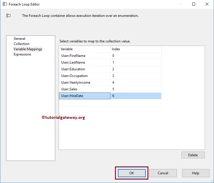 Variable Mapping in Foreach Loop Editor