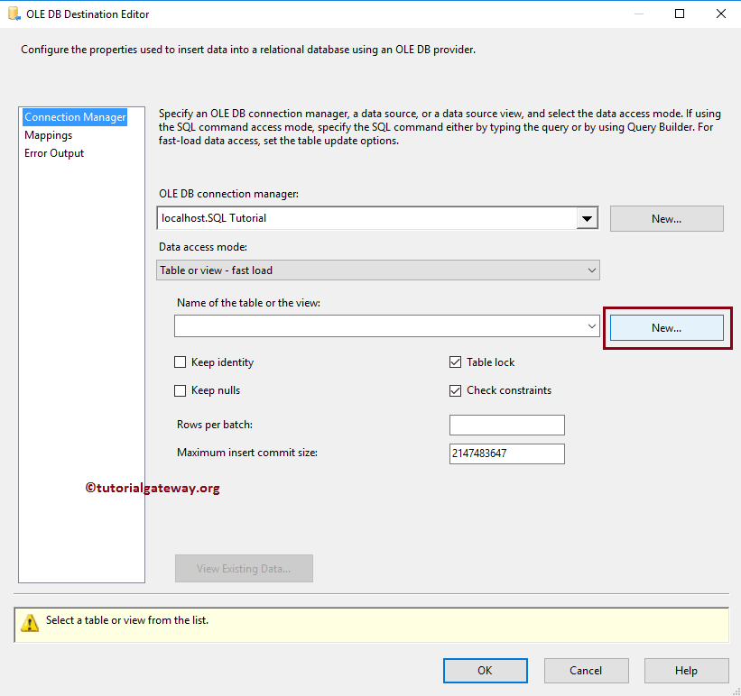OLE DB Destination 20