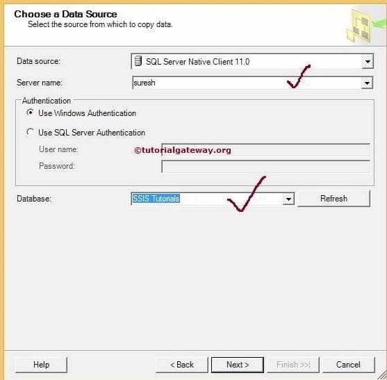 Choose the Database 3