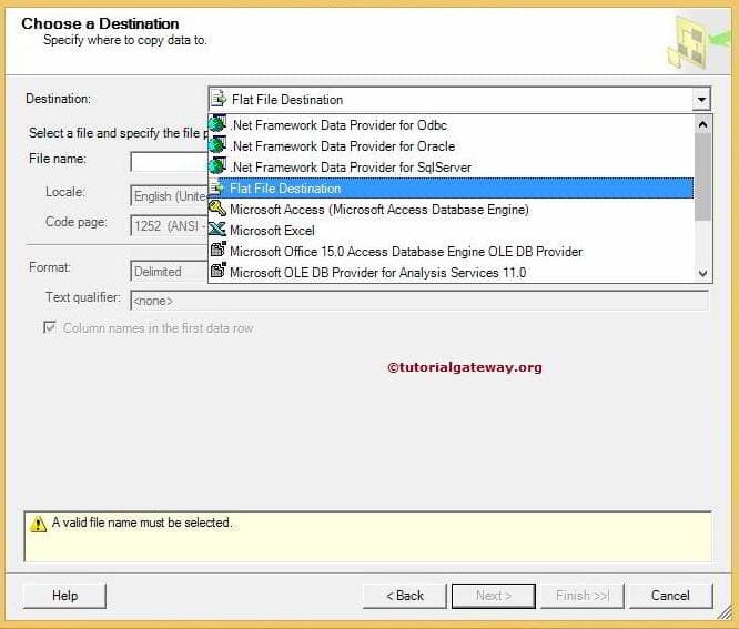 Select the Flat File Destination 4
