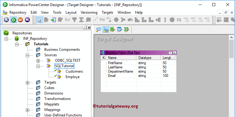 Target Designer to Export Data from SQL Server to Flat File in Informatica
