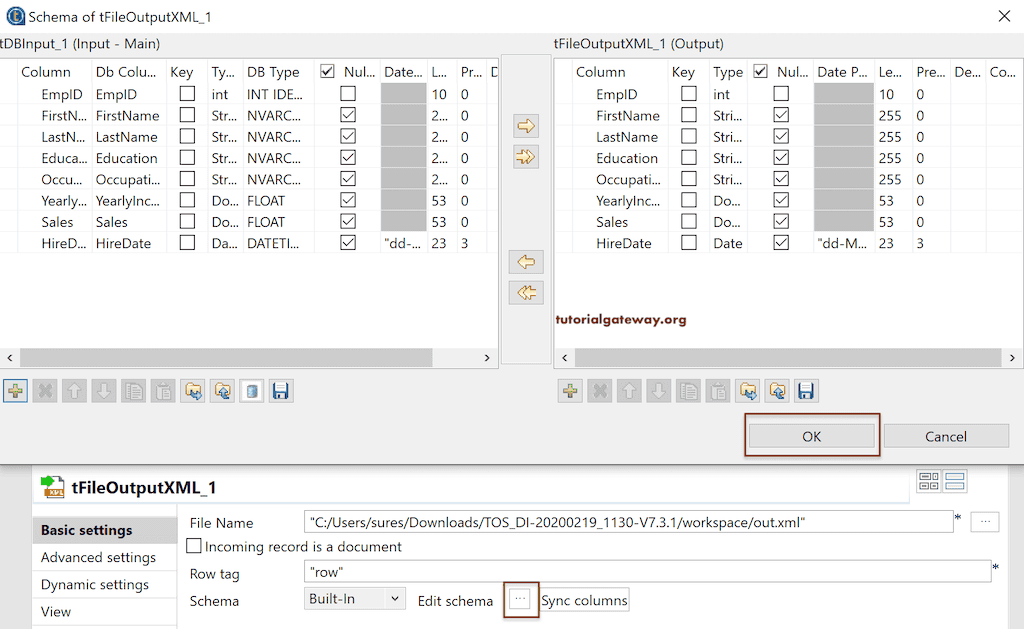 Edit Schema before Exporting