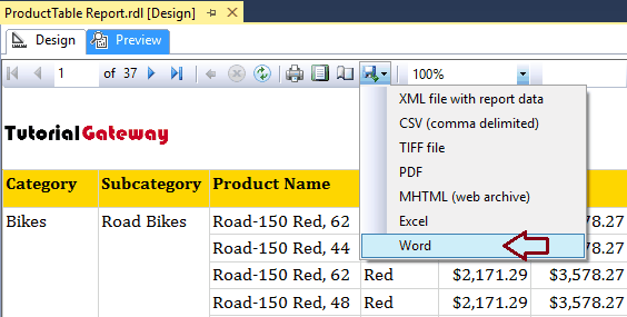 Export Report to Word Document 19