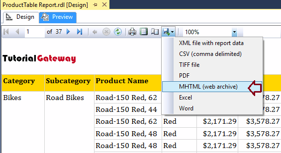 Export Report to MHTML 25