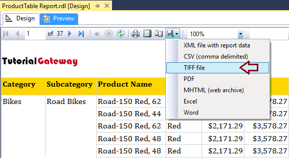 Export Report to TIFF 9