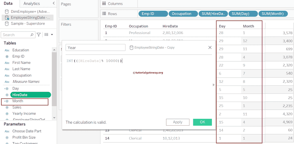 Extract Date (Year) from Integer in Tableau