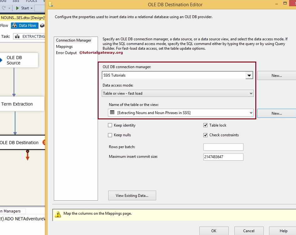 OLE DB Destination Editor 9