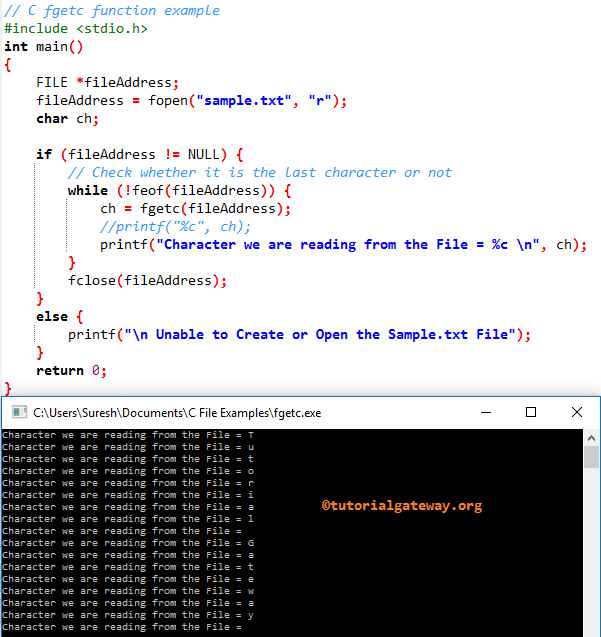 FGETC Function Example 2