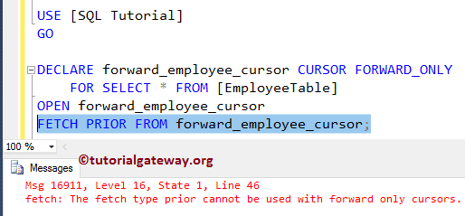 FORWARD_ONLY Cursor in SQL Server 5