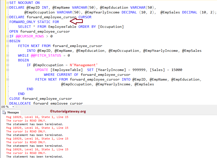FORWARD_ONLY Cursor in SQL Server 6