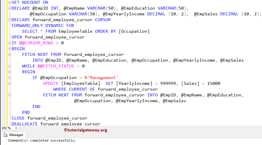 FORWARD_ONLY Cursor in SQL Server 8