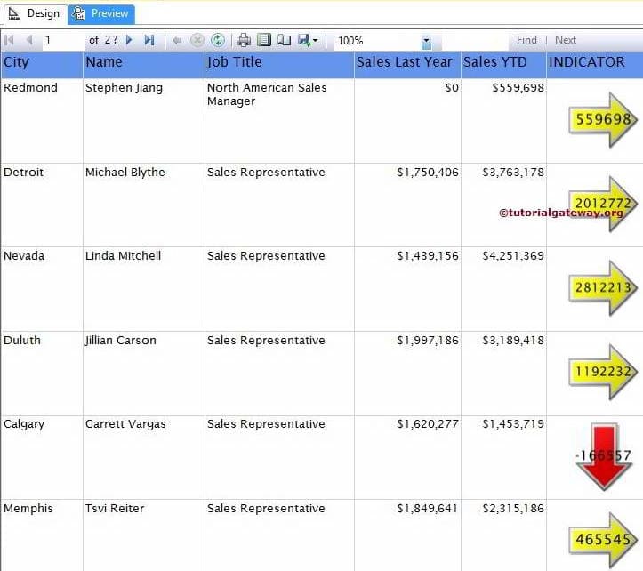 SSRS Directional Indicators report Preview 7