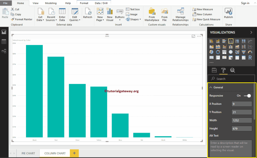 Format Power BI Column Chart 1