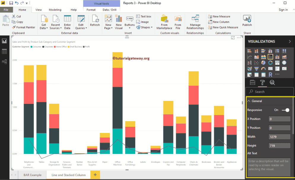 Format Power BI Line and Stacked Column Chart 1