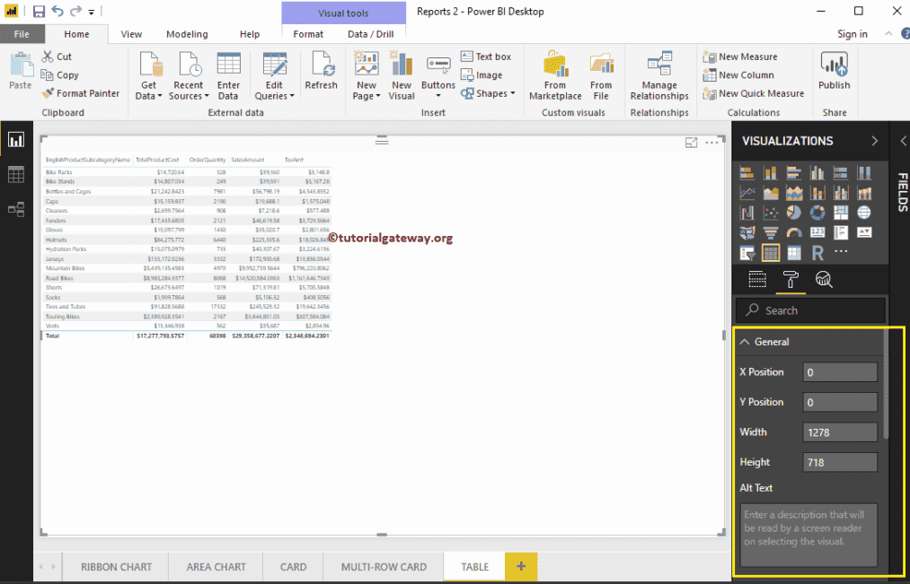 Format Power BI Table 1