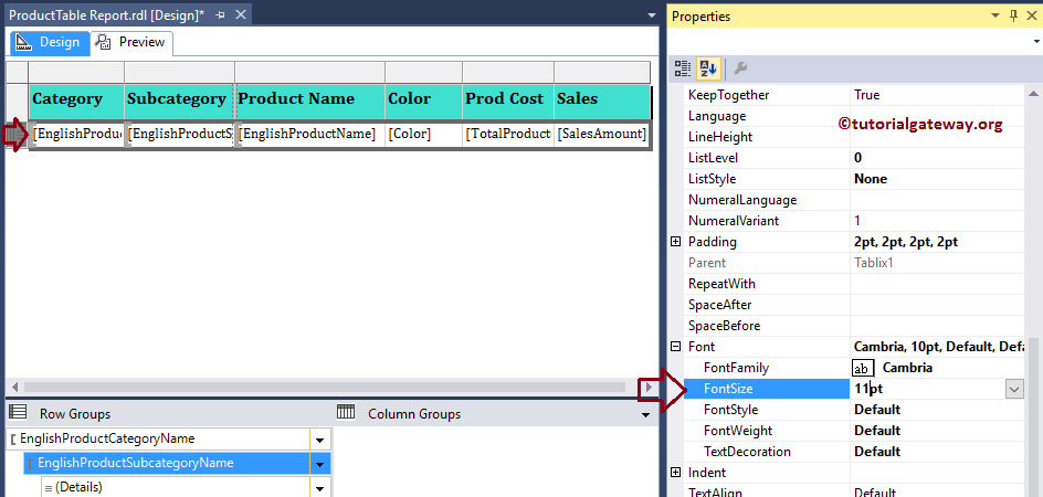 Format Detail Row of a Table Report 10