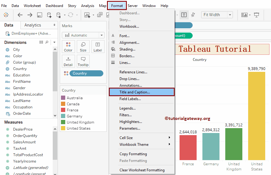 Format Chart Title from Menu