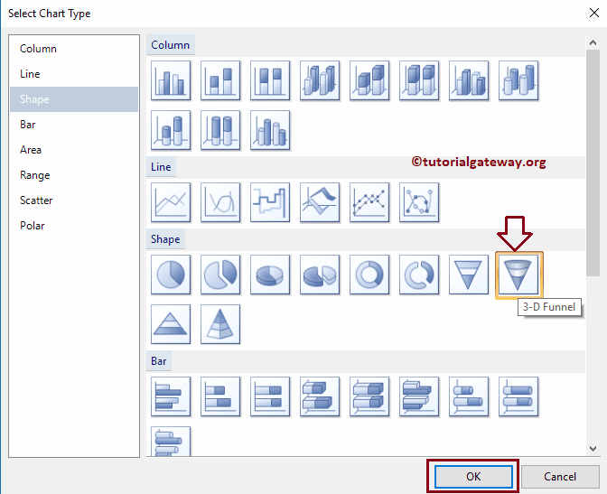 Select 3D Funnel Chart Type 19