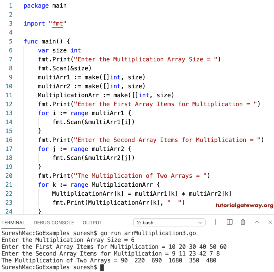 Golang Program to Multiply Two Matrixes