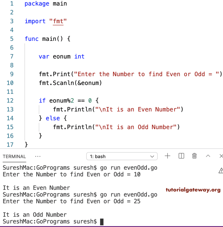 Go Program to Check Even or Odd
