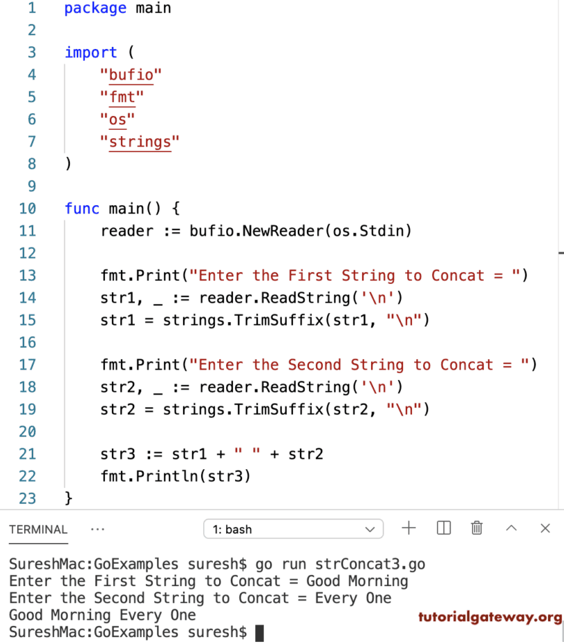 String Concatenation - Program to Concat Two Strings