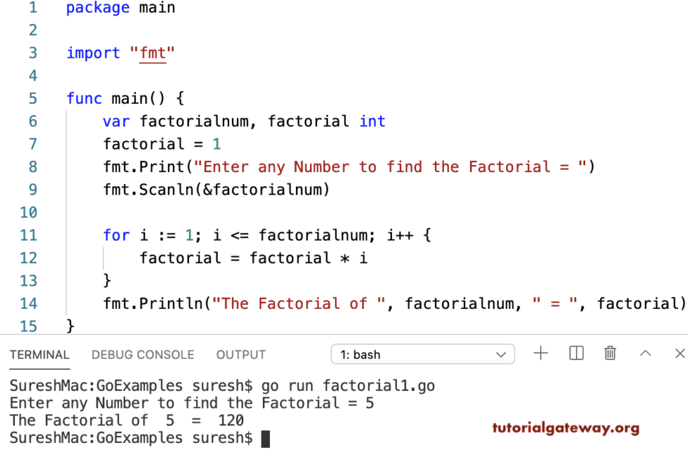 Go Program to Find Factorial of a Number
