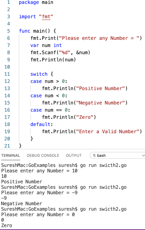 Switch Case Example 2