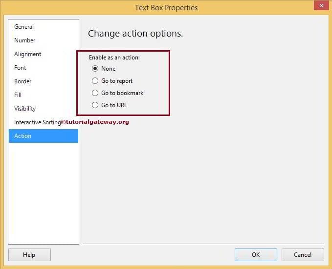 Text box Action Properties 1