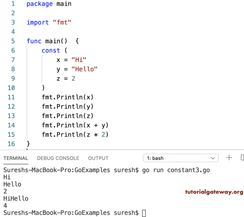 Golang Multiple Constants Declaration 3