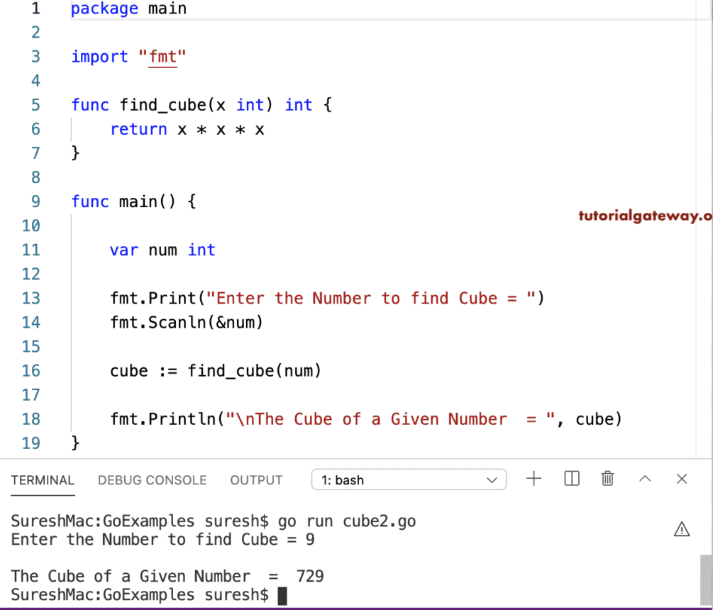 Golang Program to Find Cube of a Number