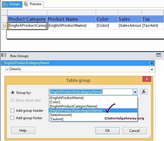 Select SSRS Child Group Column Name 6