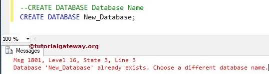 DB Already Exists Error Message 4