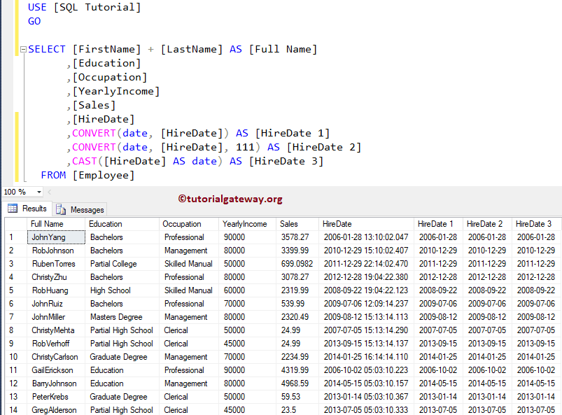 How to Return Date Part Only from a Datetime datatype 3