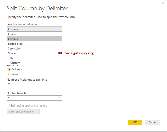 Choose Delimiter to Split Columns