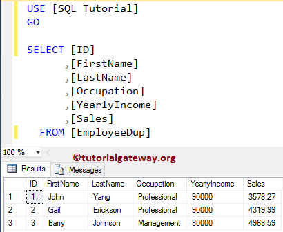 View Employee table 10