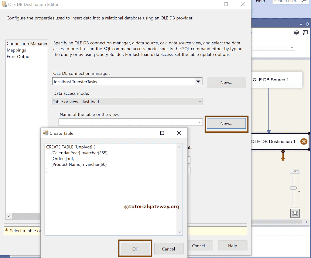 Configure OLE DB Destination