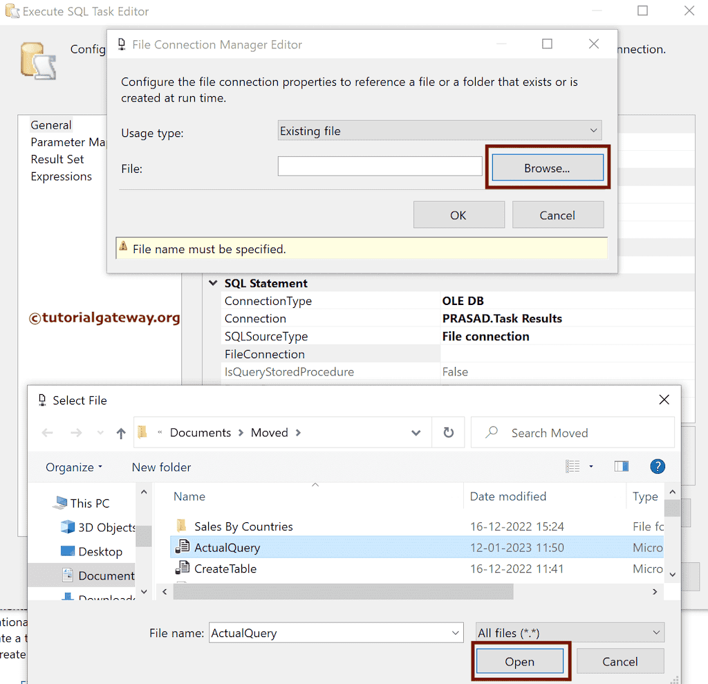 Select the Query File