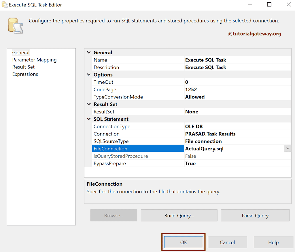 Execute SQL Task using Query File Connection 7