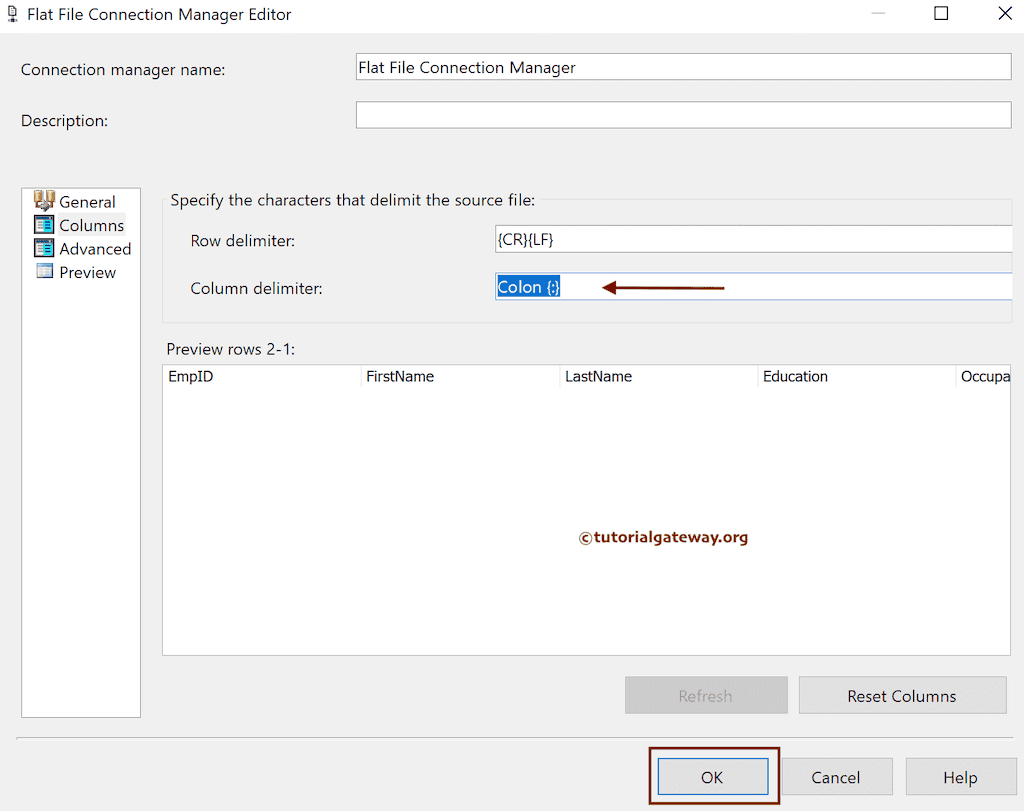 Change the Column Delimiter in SSIS to Export SQL Table Data to Colon Delimiter Text File