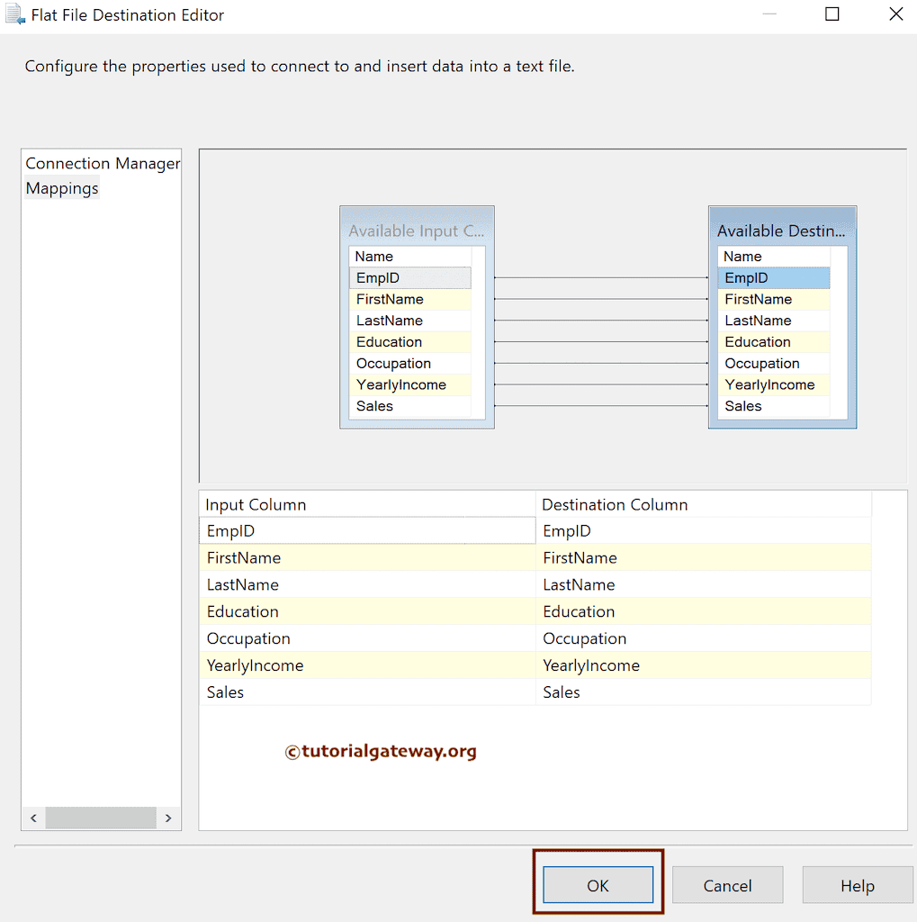 Check the Column Mappings