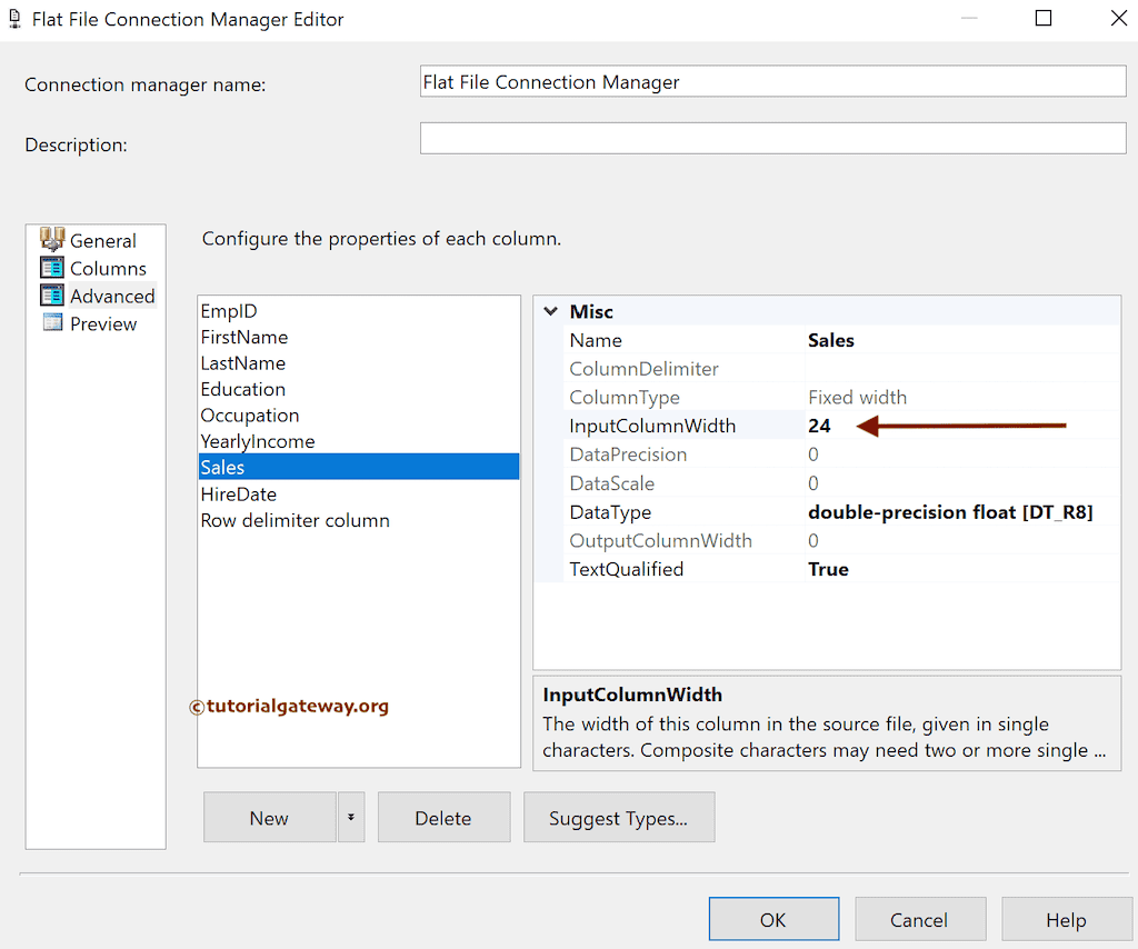 Assign the InputColumnWidth value
