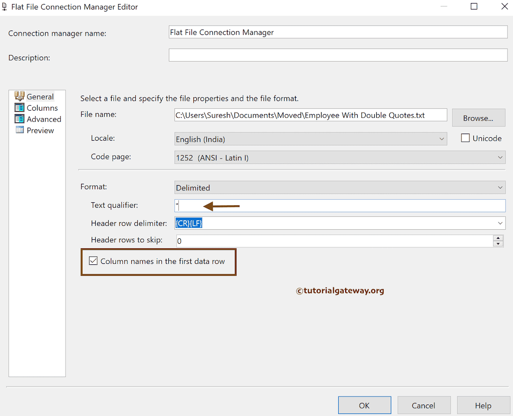 SSIS Export SQLServer Table Data to Flat File With Text Qualifier 3