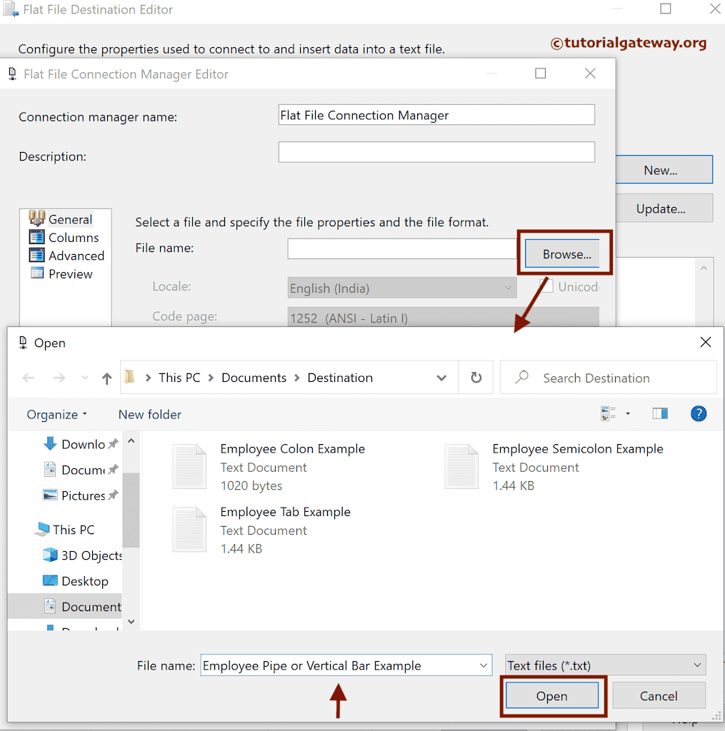 Choose the pipe delimited File