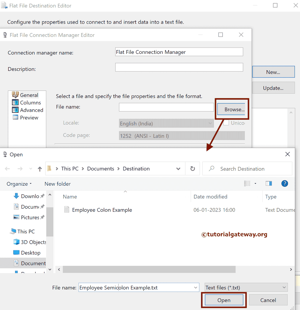 Browse the text file