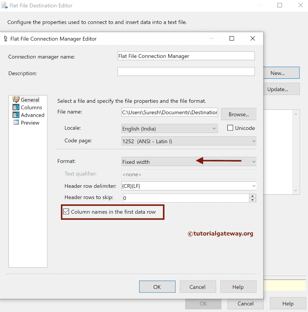 Checkmark the Column Names in the first data row