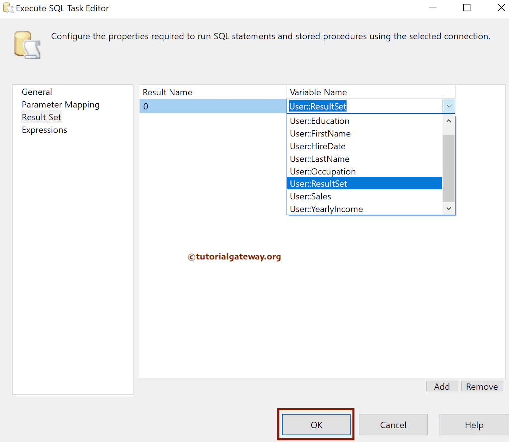 Add variable name to the result set