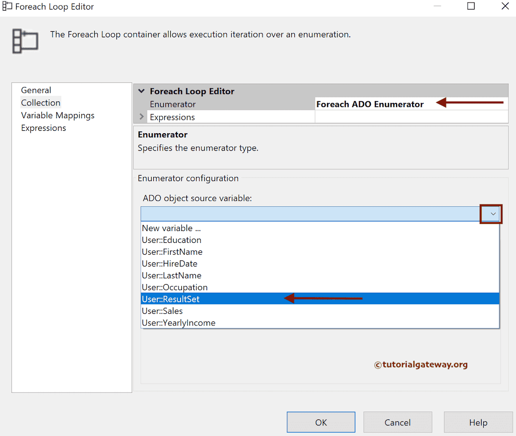 SSIS ForEach Loop ADO Enumerator Object Variable