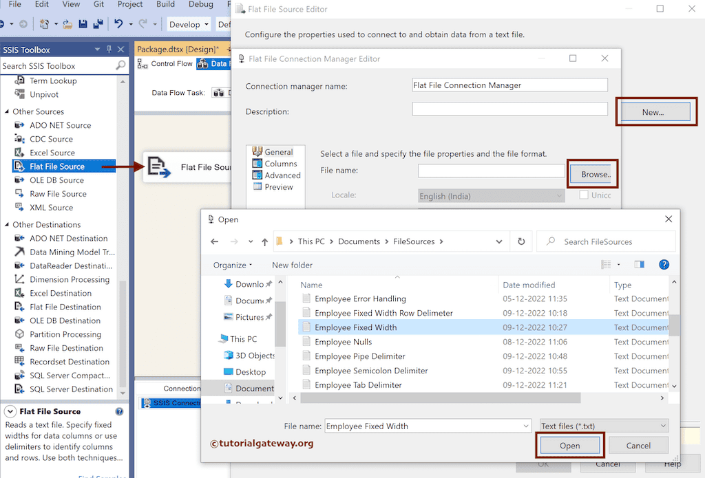 SSIS Load Data From Fixed Width Flat File to SQL Server Table