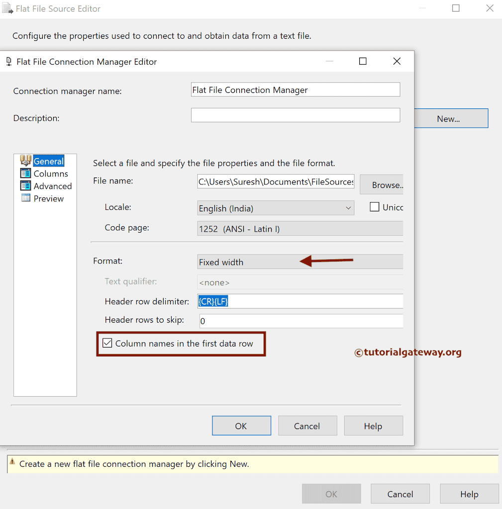 checkmark the Column Names in the first data row