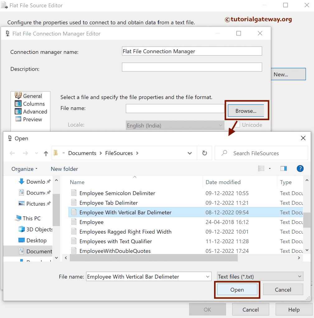 Use Browse button to choose the File